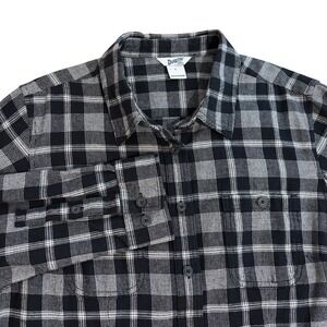 Duluth Plaid‎ Flannel Shirt Mens L Long Sleeve Button Down Black White